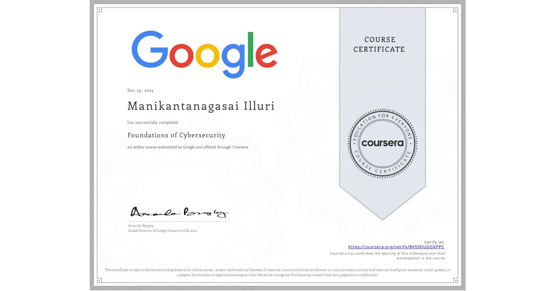 Google Foundations of Cybersecurity